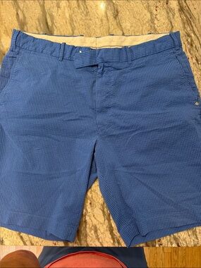 RLX by Ralph Lauren Blue Seersucker Flat Front Men's Shorts